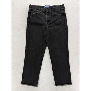 Democracy Black Frayed Hem Cropped Ankle Jeans
